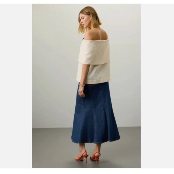 Rosie Assoulin Flapjack Top Off-Shoulder Textured Ivory Size XS - Picture 2 of 7